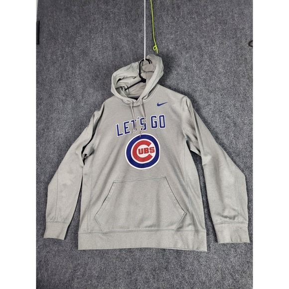 Chicago Cubs Nike Mens Hoodie Pullover Gray‎ Sz M Pocket Baseball MLB Sportswear - Picture 1 of 9